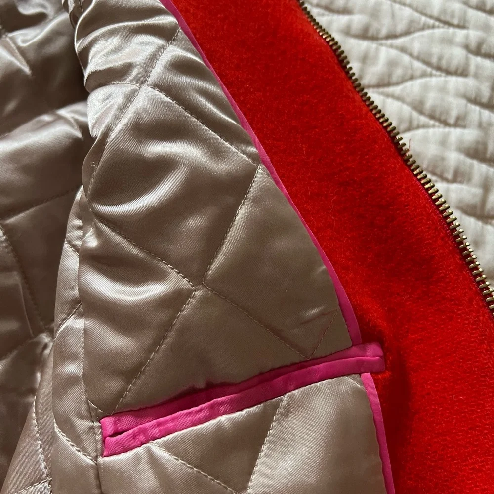 J. Crew Italian Stadium Cloth wool blend red coat, size 6 - Picture 5 of 7